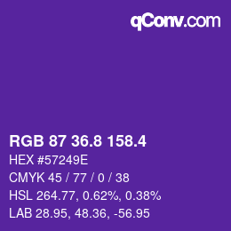 カラーコード: RGB 87 36.8 158.4 | qconv.com