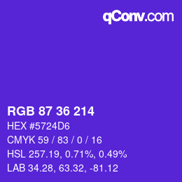 Color code: RGB 87 36 214 | qconv.com