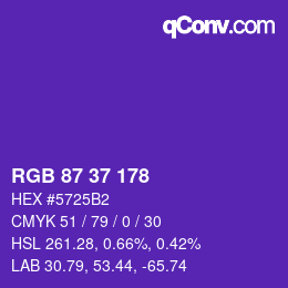 カラーコード: RGB 87 37 178 | qconv.com