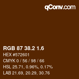 カラーコード: RGB 87 38.2 1.6 | qconv.com