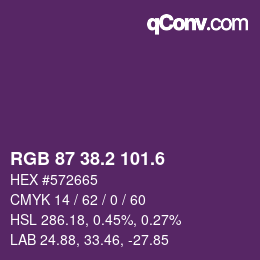 カラーコード: RGB 87 38.2 101.6 | qconv.com