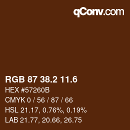 カラーコード: RGB 87 38.2 11.6 | qconv.com