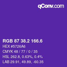 カラーコード: RGB 87 38.2 166.6 | qconv.com