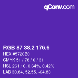 カラーコード: RGB 87 38.2 176.6 | qconv.com