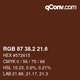 カラーコード: RGB 87 38.2 21.6 | qconv.com