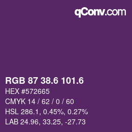 カラーコード: RGB 87 38.6 101.6 | qconv.com