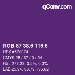 カラーコード: RGB 87 38.6 116.6 | qconv.com