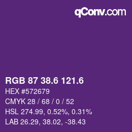 カラーコード: RGB 87 38.6 121.6 | qconv.com
