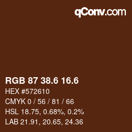 カラーコード: RGB 87 38.6 16.6 | qconv.com