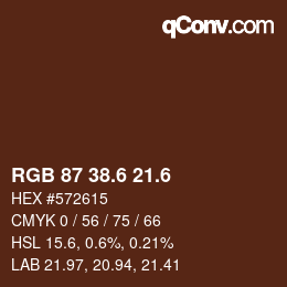 カラーコード: RGB 87 38.6 21.6 | qconv.com