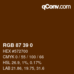 Color code: RGB 87 39 0 | qconv.com