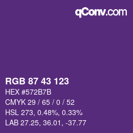 Color code: RGB 87 43 123 | qconv.com