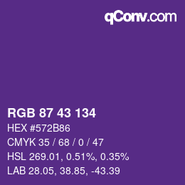 Color code: RGB 87 43 134 | qconv.com