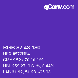 Farbcode: RGB 87 43 180 | qconv.com