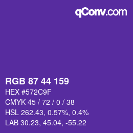 カラーコード: RGB 87 44 159 | qconv.com