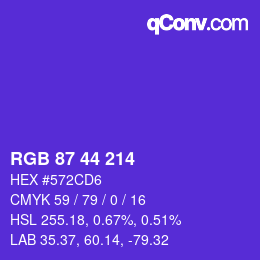 カラーコード: RGB 87 44 214 | qconv.com