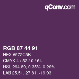 Color code: RGB 87 44 91 | qconv.com