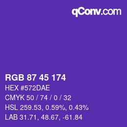 颜色代码: RGB 87 45 174 | qconv.com