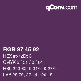 Color code: RGB 87 45 92 | qconv.com