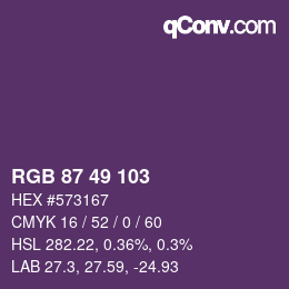 Color code: RGB 87 49 103 | qconv.com