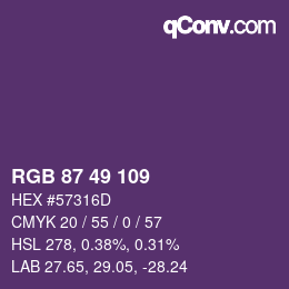 Color code: RGB 87 49 109 | qconv.com