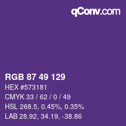 颜色代码: RGB 87 49 129 | qconv.com