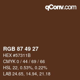 Color code: RGB 87 49 27 | qconv.com