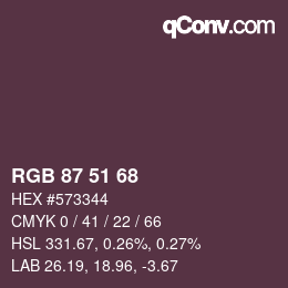 颜色代码: RGB 87 51 68 | qconv.com