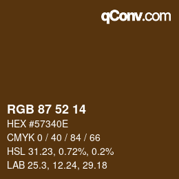 颜色代码: RGB 87 52 14 | qconv.com