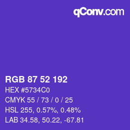Color code: RGB 87 52 192 | qconv.com