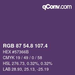 カラーコード: RGB 87 54.8 107.4 | qconv.com