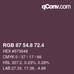カラーコード: RGB 87 54.8 72.4 | qconv.com