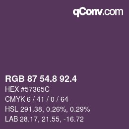 カラーコード: RGB 87 54.8 92.4 | qconv.com