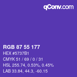 カラーコード: RGB 87 55 177 | qconv.com