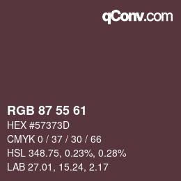 Farbcode: RGB 87 55 61 | qconv.com