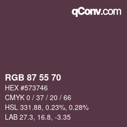 颜色代码: RGB 87 55 70 | qconv.com