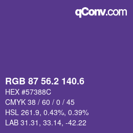 カラーコード: RGB 87 56.2 140.6 | qconv.com