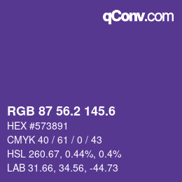 カラーコード: RGB 87 56.2 145.6 | qconv.com