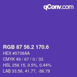 カラーコード: RGB 87 56.2 170.6 | qconv.com