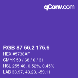 カラーコード: RGB 87 56.2 175.6 | qconv.com