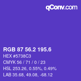 カラーコード: RGB 87 56.2 195.6 | qconv.com
