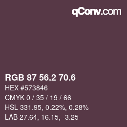 カラーコード: RGB 87 56.2 70.6 | qconv.com