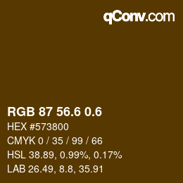 カラーコード: RGB 87 56.6 0.6 | qconv.com