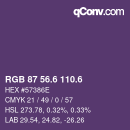 カラーコード: RGB 87 56.6 110.6 | qconv.com