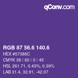 カラーコード: RGB 87 56.6 140.6 | qconv.com