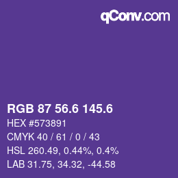 カラーコード: RGB 87 56.6 145.6 | qconv.com