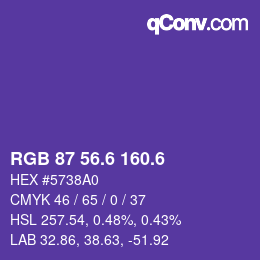 カラーコード: RGB 87 56.6 160.6 | qconv.com