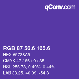 カラーコード: RGB 87 56.6 165.6 | qconv.com