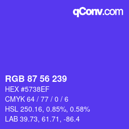颜色代码: RGB 87 56 239 | qconv.com