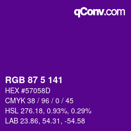 Color code: RGB 87 5 141 | qconv.com
